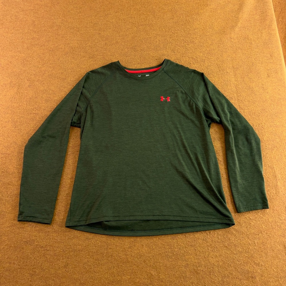 Under Armour Mens Large Green HeatGear Loose Fit Long Sleeve Training T-Shirt